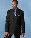 Tasso Elba 3-Button Black Worsted Wool Suit