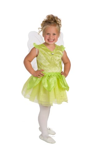 Green Tinkerbell Fairy Princess Dress Up Costume with Wings - Machine Washable!