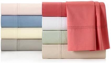 India Hicks Double Hemstitch 100% Cotton 400 TC Sateen Sheet Set~Gray~Queen