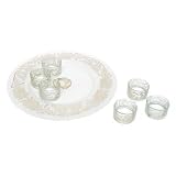 Passover Jewish Holiday Seder Night Argento Pure Silver on Glass Plate 7 Pieces. Made in Italy
