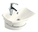 Kohler K-19033-1-96 Escale wall-mount lavatory with single-hole faucet drilling, Biscuit