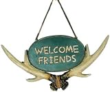 Decorative Deer Antler Welcome Friends Welcome Sign Plaque With Birch Bark Lettering Wall Mounted Hanger 12