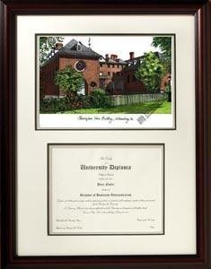 College Of William And Mary Graduate Framed Lithograph W/ Diploma Opening