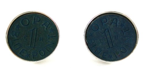 Blue USA World War II Food Ration OPA Token Cufflinks