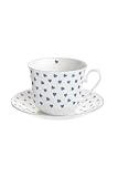 Nina Campbell Hearts Chatsworth Teacup & Saucer - Pink Hearts