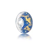 Bling Jewelry .925 Sterling Blue Gold Foil Murano Glass Charm Bead Fits Pandora