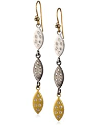 Lauren Harper Collection Mirage 18k Gold, Black and White Silver and Diamond Marquis Earrings