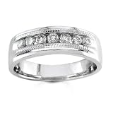 Men's 1/4 Carat Diamond 14k White Gold Milgrain Wedding Ring