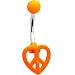 Orange Neon Peace Sign Heart Belly Ring