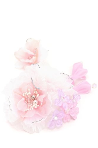 髪飾り 2点セット ピンク 成人式 振袖 花 パール ラメ オーガンジー 和装