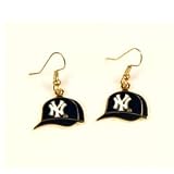New York Yankees Gold Toned Ballcap Dangle Earrings