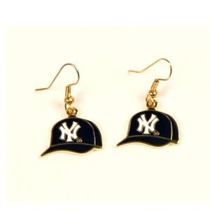 New York Yankees Gold Toned Ballcap Dangle Earrings