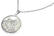 Flower Necklace with Mother of Pearl and Clear CZ - Sterling Silver - Chain: 16-18" (Adjustable), Height: 29 mm