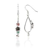 Sterling Silver Pink, Brown and Light Green Enamel Flowers with Purple Bead and Freshwater Cultured Pearl Drop Earrings 31fK Mu K L. SL160 Sterling Silver Pink, Brown and Light Green Enamel Flowers with Purple Bead and Freshwater Cultured Pearl Drop Earrings