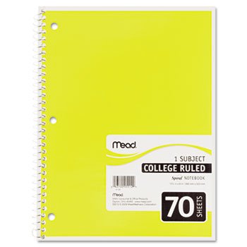 Spiral Bound Notebook, College Rule, 8 x 10-1/2, White, 1 Subject 70 Sheets/Pad Spiral Bound Notebook, College Rule, 8 x 10-1/2, White, 1 Subject 70 Sheets/Pad