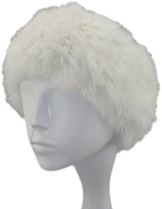 Cozy Z Winter Knit Rabbit Fur Headband One Size Color White