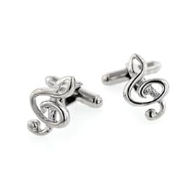 Buy Silver plated treble clef music note cufflinks with presentation box. Made in the U.S.A made by For the Cuff now!