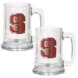 North Carolina State Wolfpack 2pc 15oz Glass Tankard Set NCAA College Athletics