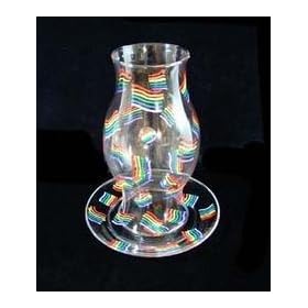 Pride Rainbow Design - Hand Painted - 11 inch Hurricane Shade and 10 inch plate