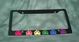 Rainbow Paw Print License Frame