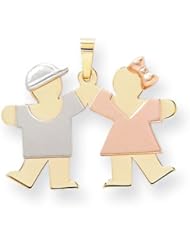 14k Three Tone Gold Small Boy on Left & Girl on Right Engravable Charm
