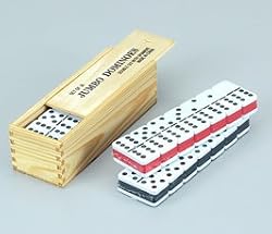 Jumbo D-6 Black/White W/Spinner In Wooden Box - Dominoes Double 6