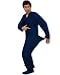 PajamaCity Navy Blue Cotton Flannel Drop Seat Footie Pajamas for Teens and Adults Size 5 (5'6" to 5'7")