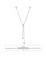 14K White Gold Bezel Chain Dangling Diamond Necklace (0.09 CTW., G-H Color, SI1-2 Clarity) - 17" Inches