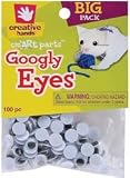 Fibre Craft Glue-On Googly Eyes 10mm 100/Pkg-Black 88101, 6 Item(s)/Order