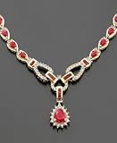 14k Gold Ruby (12 ct. t.w.) & Diamond (1 1/6 ct. t.w.) Toggle Necklace