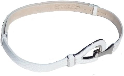 BeltsandStuds Women Designer Leather Adjustable Belt with Silver Buckle Off-White