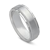 14k White Gold Milgrained Women's Wedding Band, 7mm