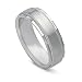 14k White Gold Milgrained Men's Wedding Band, 7mm