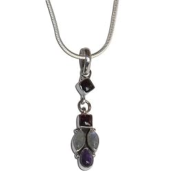 Pendant Chain Sterling Silver Multi Gemstone Jewelry 1.75 inches (gpndt043)