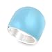 JanKuo Jewelry Rhodium Plated Artificial Stone Turquoise Color Dome Cocktail Ring
