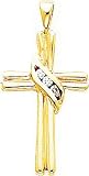 14K Yellow Gold Diamond Cross Pendant Charm Jewelry
