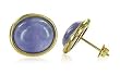 14 KT Yellow Gold Purple Jade 14K Stud Post Button Earrings