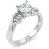 Sterling Silver Cubic Zirconia Engagement Ring - size 5