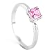 Silver Princess Cut October Pink Topaz Birthstone Child Ring