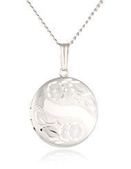 Sterling Silver Engraved Round Locket, 18"