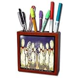 Londons Times Funny Music Cartoons - Bowling Pin Writes Last Will And Testament - Tile Pen Holders-5 inch tile pen holder