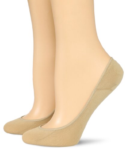 Hue Women's 2 Pair Pack Ultra Low Cut No Show Liner Sock, Cream, Small/Medium