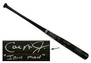 Cal Ripken Jr. Signed Orioles Baseball Bat - Iron man