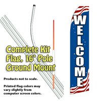 WELCOME (Patriotic) Feather Banner Flag Kit (Flag, Pole, & Ground Mt)