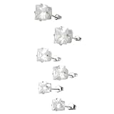 Sterling Silver CZ Princess Earring Set (3-pair)