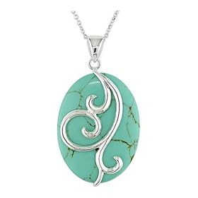 Sterling Silver Oval Turquoise Necklace
