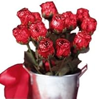 Sweetheart Chocolate Rose Candy Bouquet - 1 Dozen Red Roses in a Gift Basket