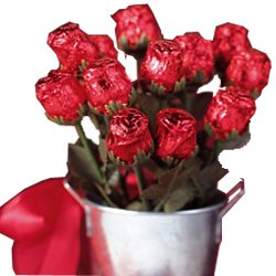 Sweetheart Chocolate Rose Candy Bouquet - 1 Dozen Roses in a Gift Basket
