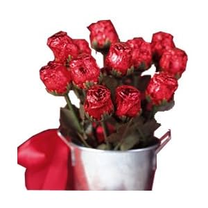 Sweetheart Chocolate Rose Candy Bouquet - 1 Dozen Red Roses in a Gift Basket