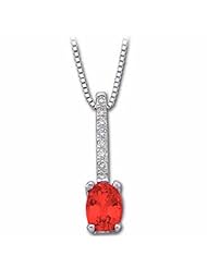 14K White Gold Oval Cut Ruby and Diamond Pendant -- LIFETIME WARRANTY